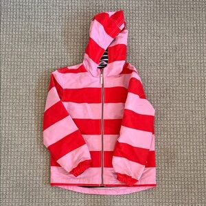 Red and Pink Striped Rain Jacket